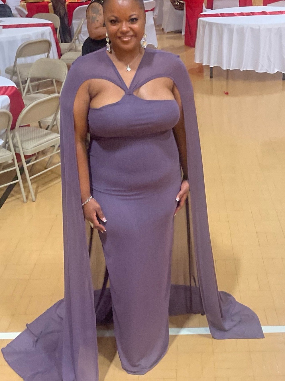 Fashion Nova Mauve Purple Cape Gown